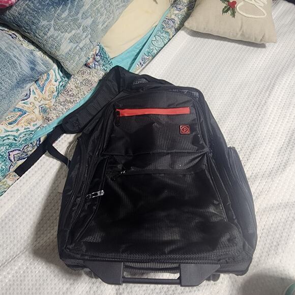 PROTEGE EUC 22" BLACK ROLLING BACKPACK TRAVEL BAG WITH WHEELS